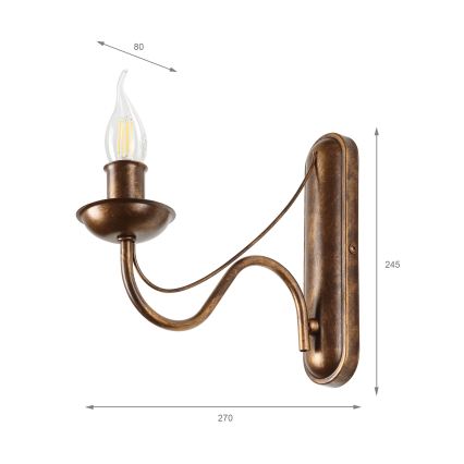 Aplica de perete ANTON, 1xE14/60W/230V, bronz