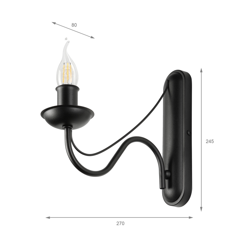 Aplica de perete ANTON 1xE14/60W/230V negru