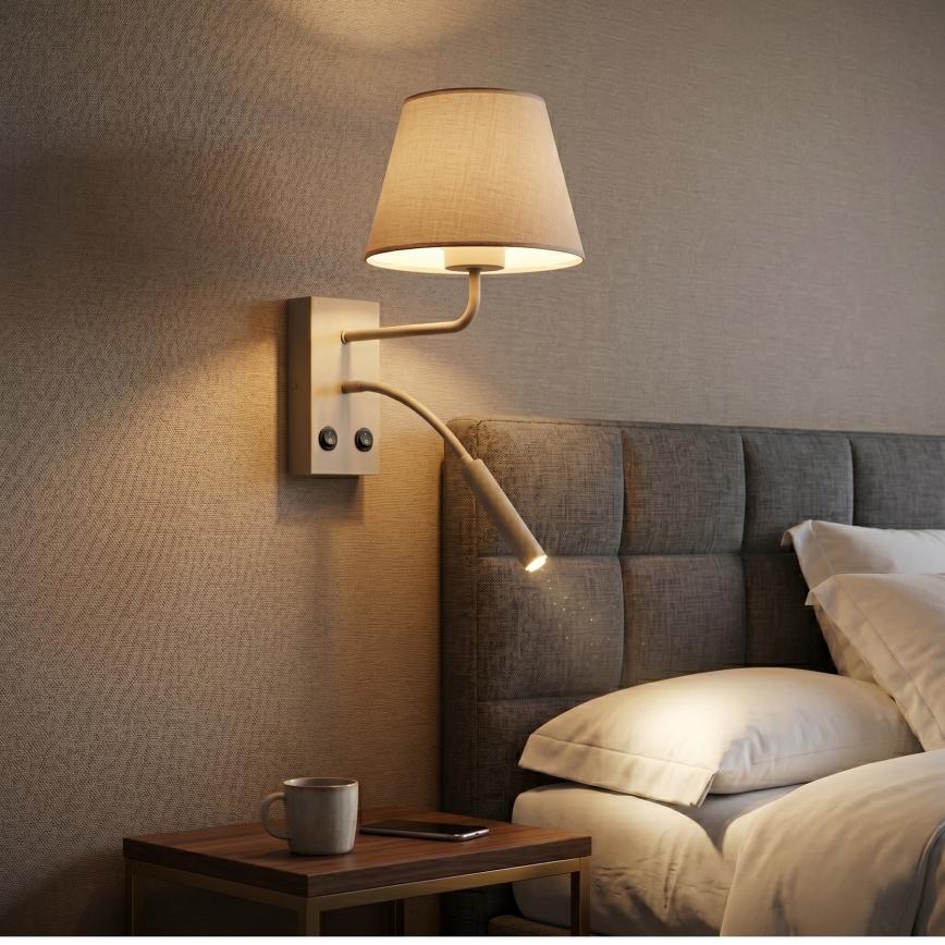 Aplica de perete ARDEN 1xE27/15W/230V + 1xG9/8W bej