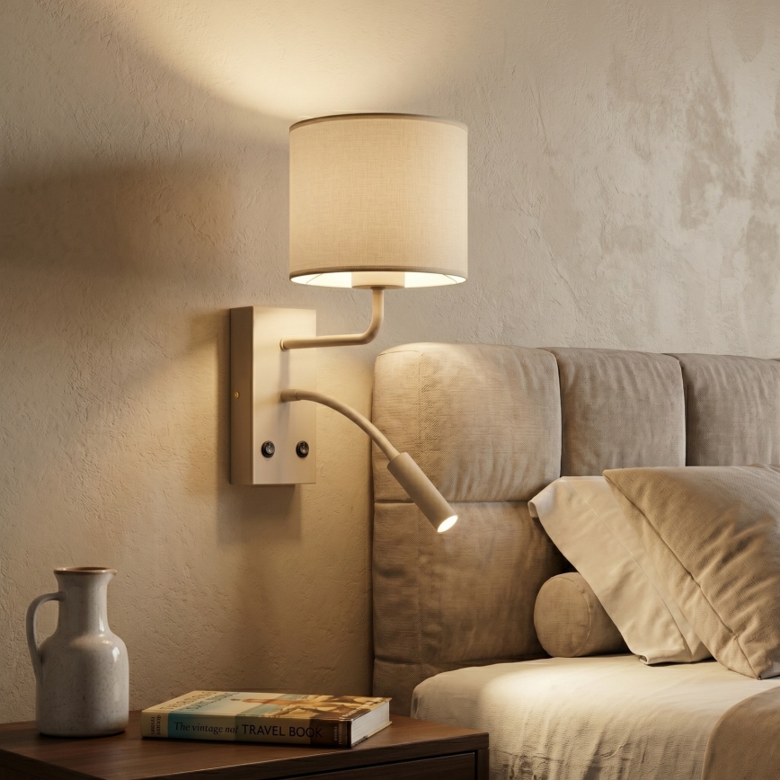 Aplica de perete ARDEN 1xE27/15W/230V + 1xG9/8W bej