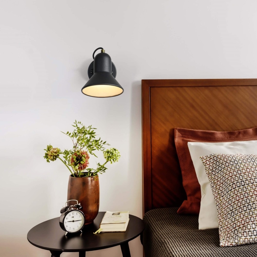 Aplica de perete cu spot ASTAMA 1xE27/40W/230V, negru/alamă