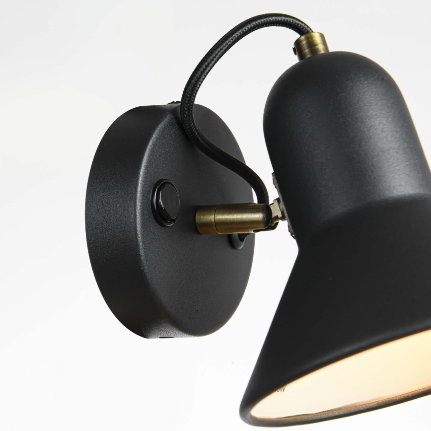 Aplica de perete cu spot ASTAMA 1xE27/40W/230V, negru/alamă