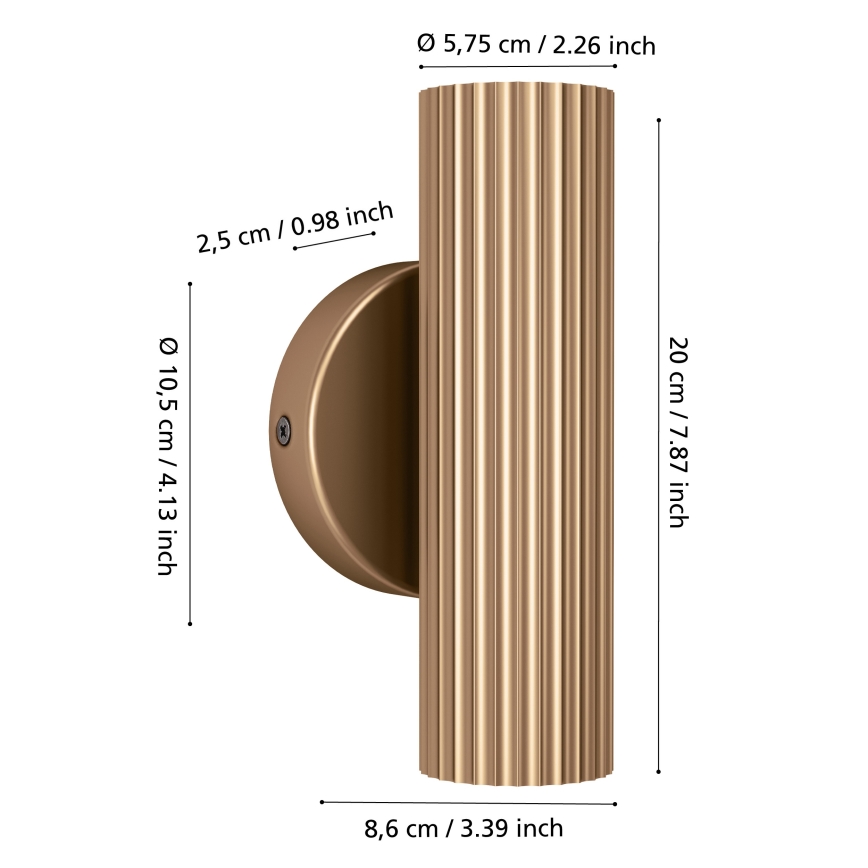 Eglo - Aplica de perete 2x GU10/5W/230V, aurie
