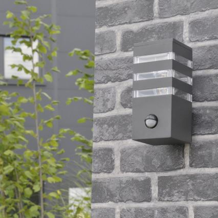 Aplica de perete pentru exterior cu senzor TEKSAS 1xE27/12W/230V IP44 antracit