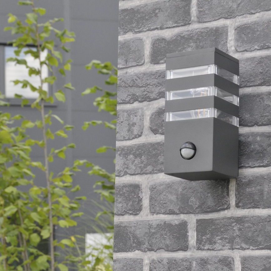 Aplica de perete pentru exterior cu senzor TEKSAS 1xE27/12W/230V IP44 antracit