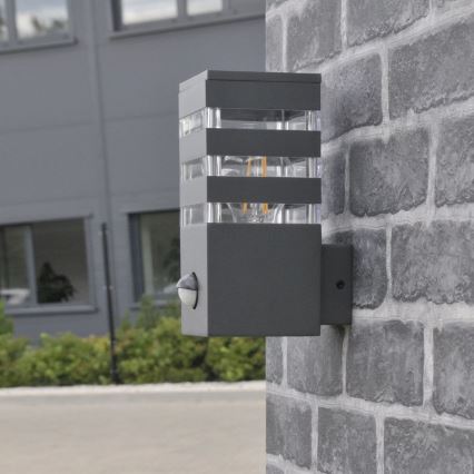Aplica de perete pentru exterior cu senzor TEKSAS 1xE27/12W/230V IP44 antracit