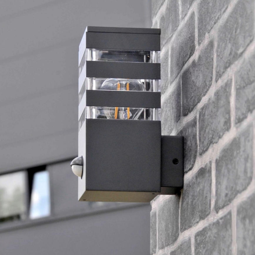 Aplica de perete pentru exterior cu senzor TEKSAS 1xE27/12W/230V IP44 antracit