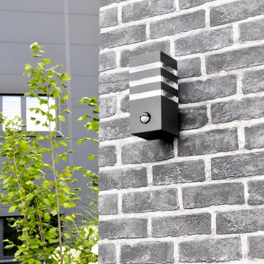 Aplica de perete pentru exterior cu senzor TEKSAS 1xE27/12W/230V IP44 antracit