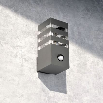 Aplica de perete pentru exterior cu senzor TEKSAS 1xE27/12W/230V IP44 antracit