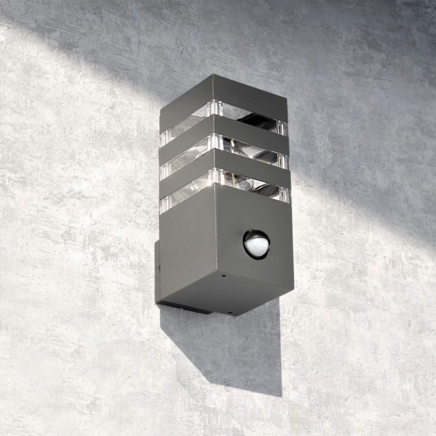 Aplica de perete pentru exterior cu senzor TEKSAS 1xE27/12W/230V IP44 antracit