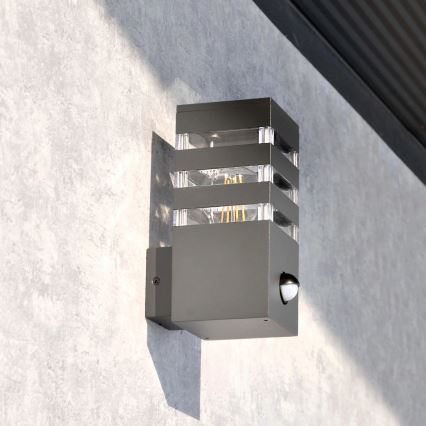 Aplica de perete pentru exterior cu senzor TEKSAS 1xE27/12W/230V IP44 antracit