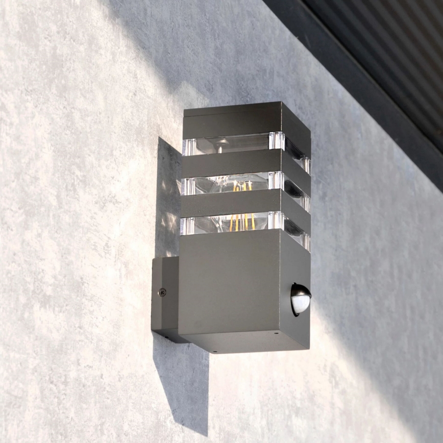 Aplica de perete pentru exterior cu senzor TEKSAS 1xE27/12W/230V IP44 antracit