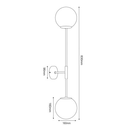 Aplica de perete GLAME 2xE27/15W/230V