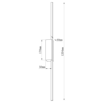 Aplica de perete LED AISHA, 20 W, 230 V, 4000 K, 120 cm, auriu