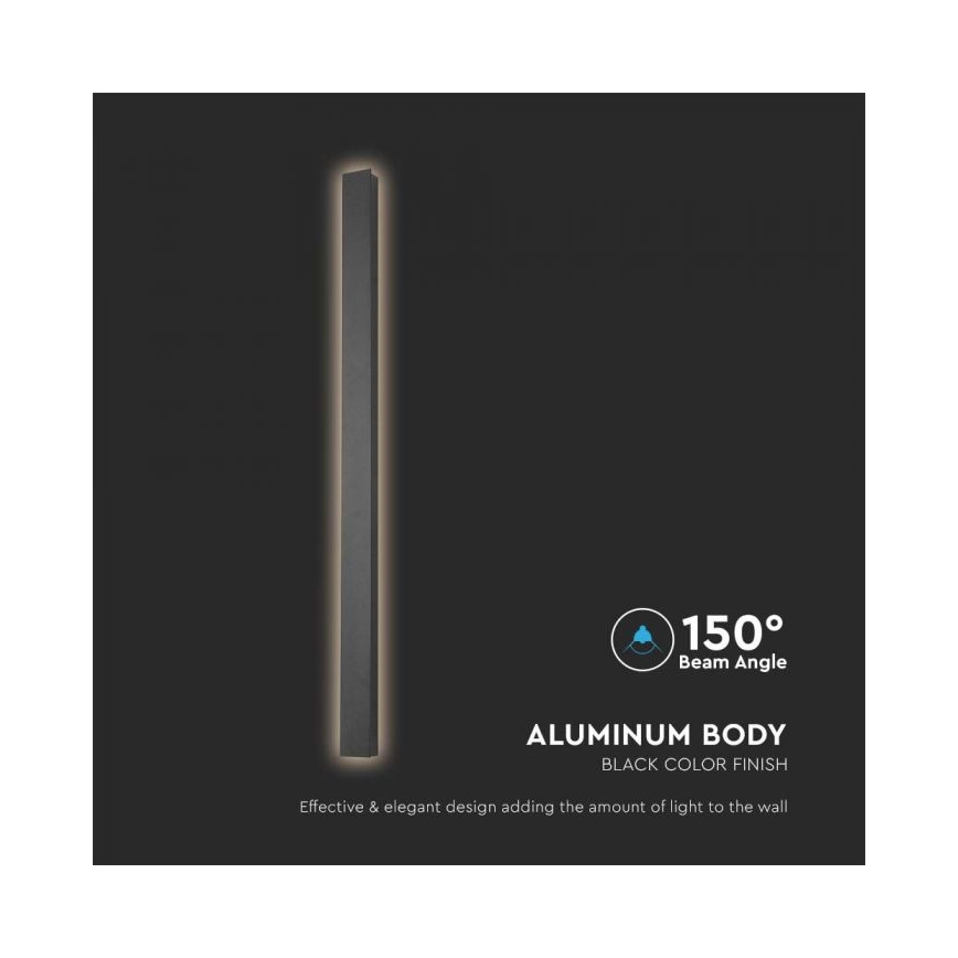 Aplica de perete LED pentru exterior, 10W/230V, 3000K, IP65, 51 cm, neagră