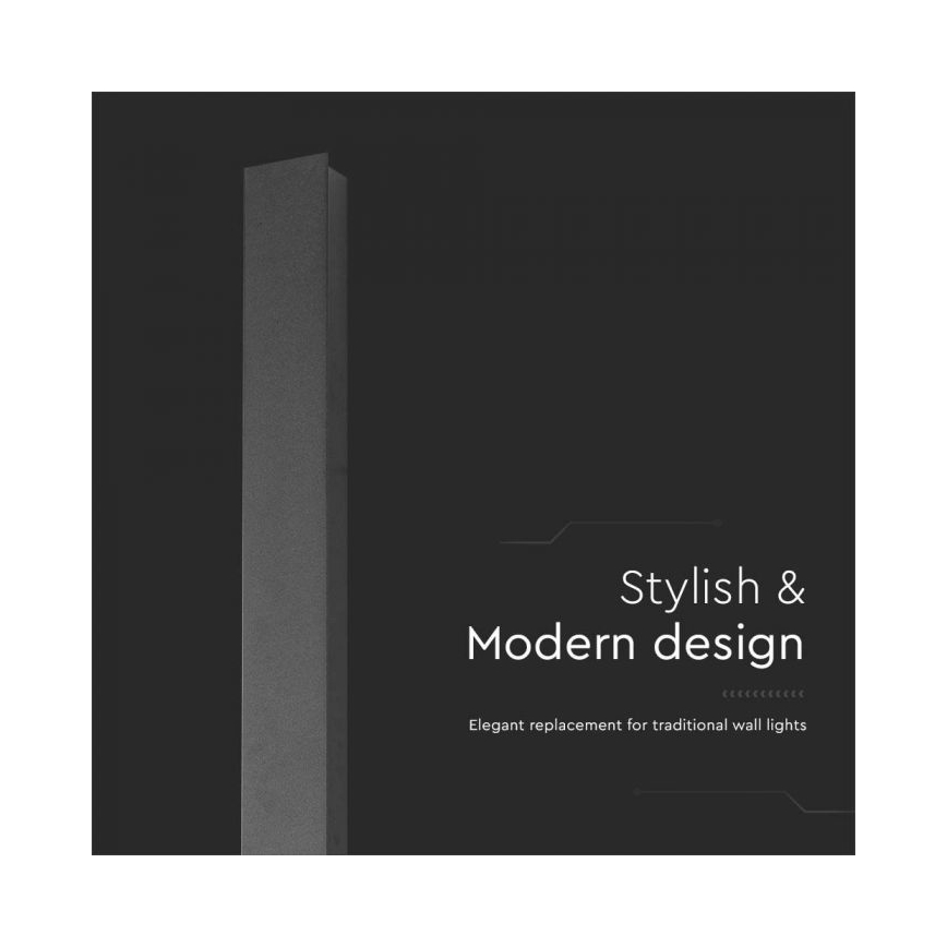 Aplica de perete LED pentru exterior, 10W/230V, 3000K, IP65, 51 cm, neagră