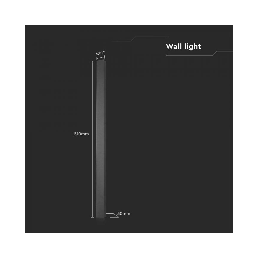 Aplica de perete LED pentru exterior, 10W/230V, 3000K, IP65, 51 cm, neagră