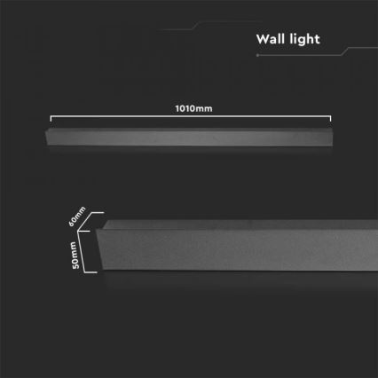 Aplica de perete LED pentru exterior, 16W, 230V, 3000K, IP65, 101 cm, negru