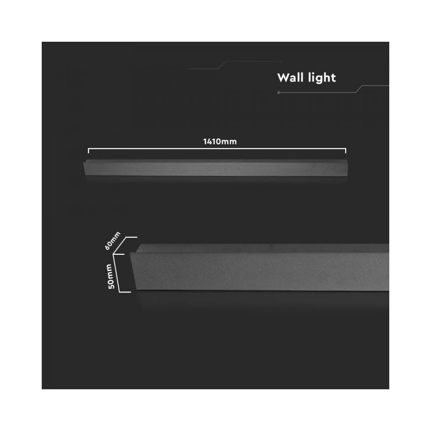 Aplică de perete LED pentru exterior, 23W, 230V, 3000K, IP65, 141 cm, negru