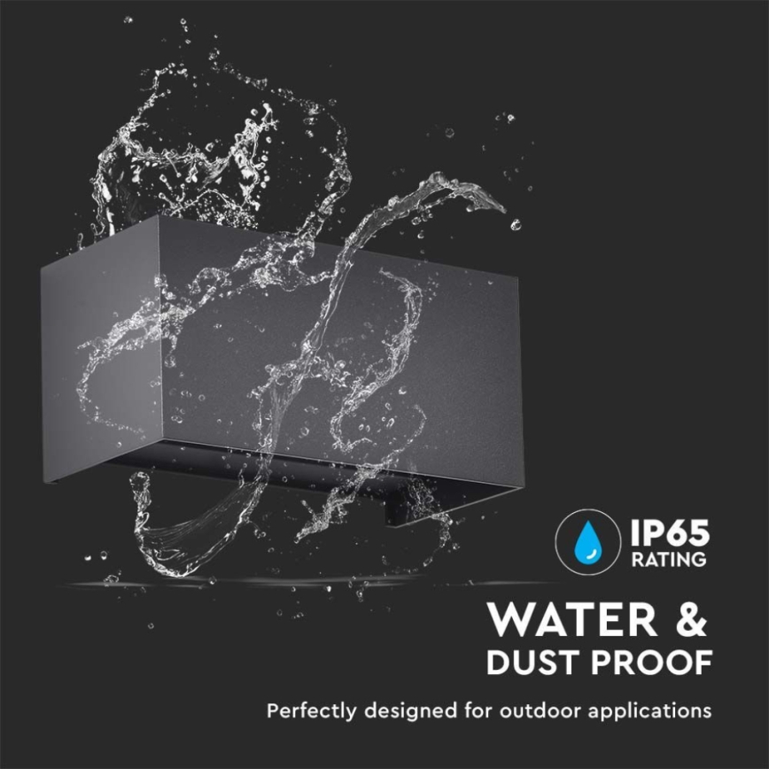 Aplica de perete LED pentru exterior, 24W/230V, 4000K, IP65, neagră