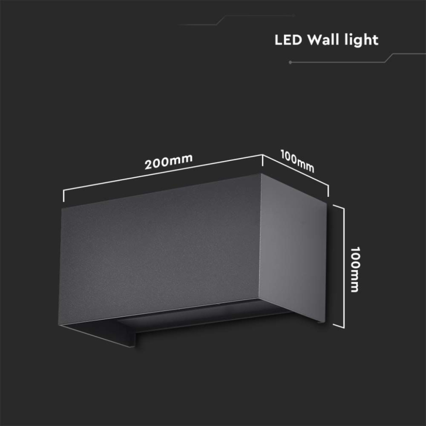 Aplica de perete LED pentru exterior, 24W/230V, 4000K, IP65, neagră