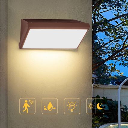 Brilagi - Aplica LED de exterior cu senzor TRIANGLE LED/20W/230V, maro, IP65