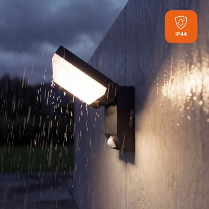 Aplică de perete LED pentru exterior cu senzor de mișcare LED/18W/230V IP44 neagră