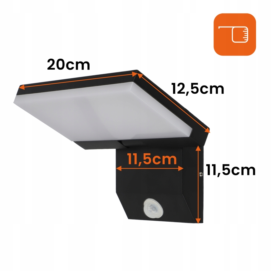 Aplică de perete LED pentru exterior cu senzor de mișcare LED/18W/230V IP44 neagră