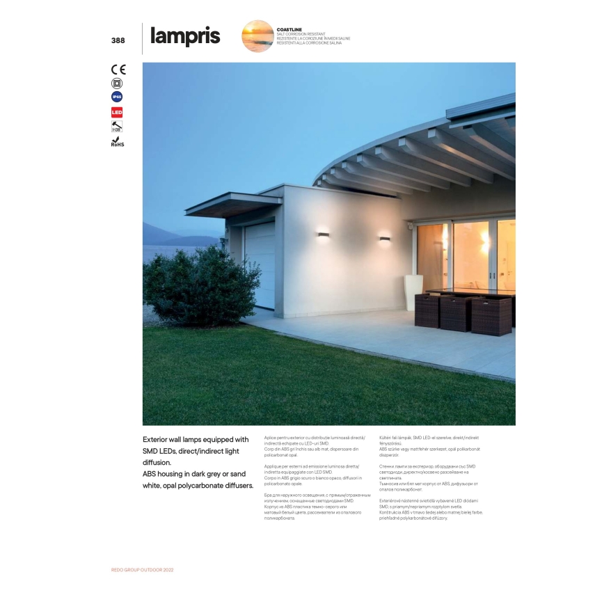 Aplica de perete LED pentru exterior Redo LAMPRIS 90154, 12W, 230V, IP65