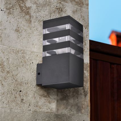 Aplica de perete LED RGBW dimmabilă TEKSAS, pentru exterior, 1xE27/12W/230V, 2700–6500K, Wi‑Fi, IP44, antracit