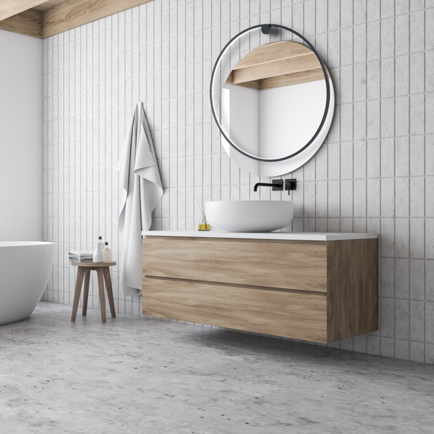 Aplica de perete LED SATURNO, 46 W, 230 V, Ø 80 cm, IP44, negru