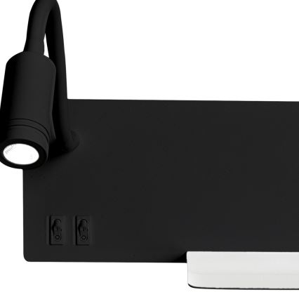 Aplica de perete LED SHELF, LED/4W+LED/5W+LED/2W/230V, negru