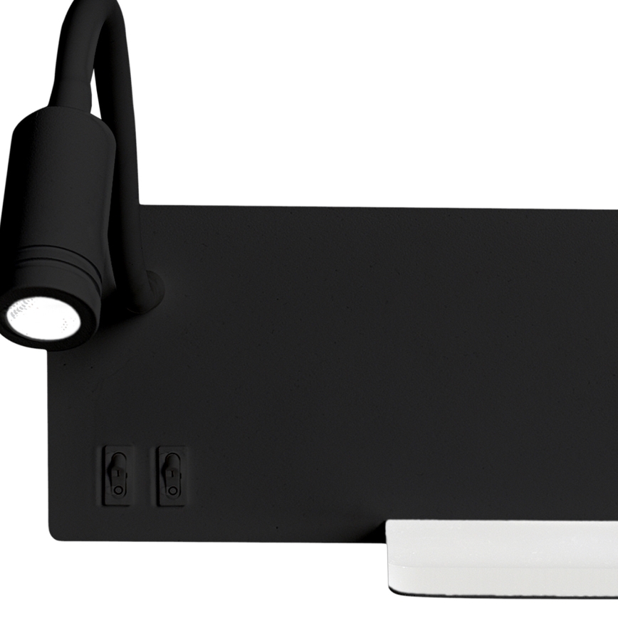 Aplica de perete LED SHELF, LED/4W+LED/5W+LED/2W/230V, negru