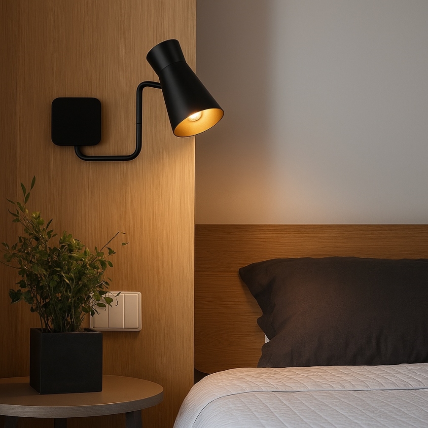 Aplică de perete LORD Argon 8880 1xE14/7W/230V neagră