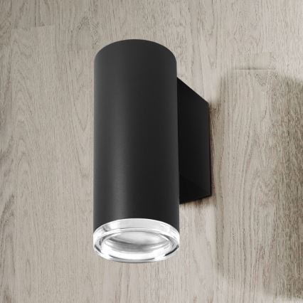Aplică de perete pentru baie LED RGBW dimabilă TURYN 1xGU10/4,8W/230V 3000K IP44 negru + telecomandă
