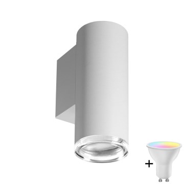 Aplică de perete pentru baie LED RGBW reglabilă TURYN 1xGU10/4,8W/230V 3000K IP44 alb + telecomandă