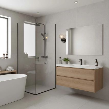 Aplica de perete pentru baie POLA, 1x G9, 5W, 230V, IP44, negru/transparent