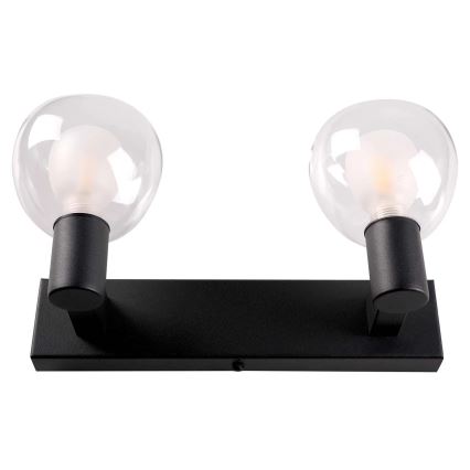 Aplica de perete pentru baie POLA 2xG9/5W/230V IP44 negru/sticlă transparentă