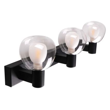 Aplica de perete pentru baie POLA, 3xG9/5W/230V, IP44, negru/transparent