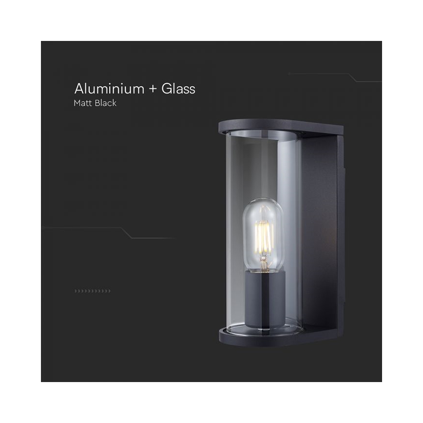 Aplica de perete pentru exterior 1xE27/60W/230V IP44 negru/sticlă fumurie