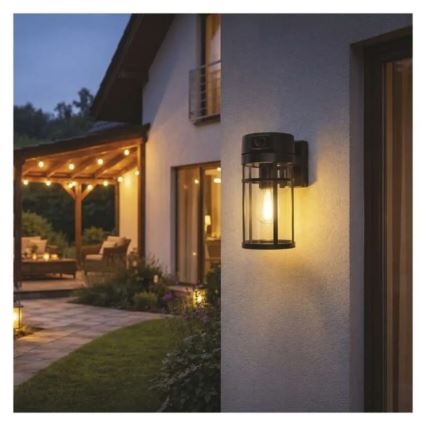 Aplica de perete pentru exterior cu cameră GOSMART, soclu E27, 15W, 230V, Wi‑Fi, IP44