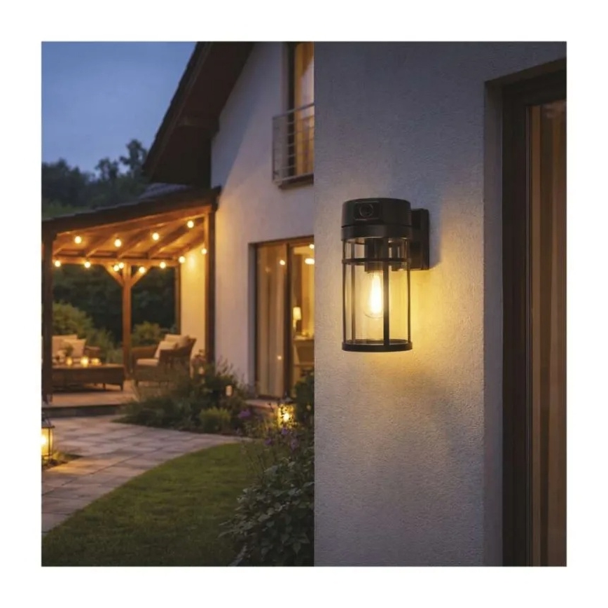 Aplica de perete pentru exterior cu cameră GOSMART, soclu E27, 15W, 230V, Wi‑Fi, IP44