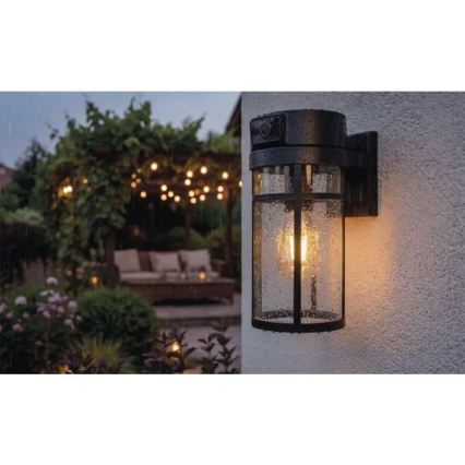 Aplica de perete pentru exterior cu cameră GOSMART, soclu E27, 15W, 230V, Wi‑Fi, IP44