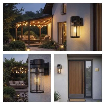 Aplica de perete pentru exterior cu cameră GOSMART, soclu E27, 15W, 230V, Wi‑Fi, IP44