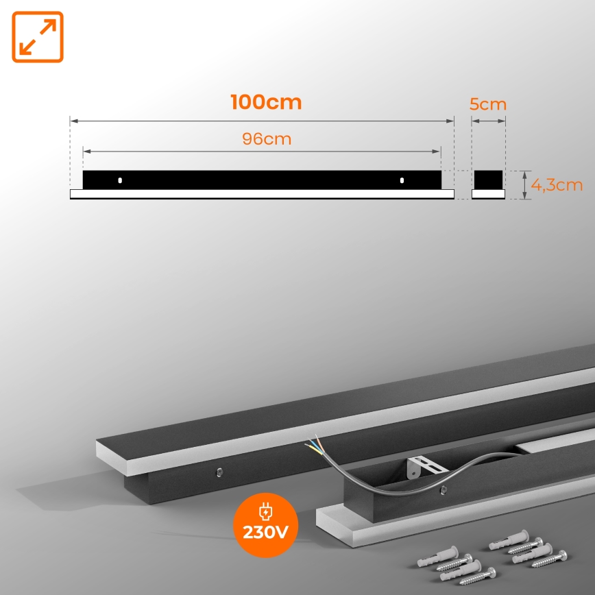 Aplică de perete pentru exterior LED/30W/230V 100 cm IP65 neagră