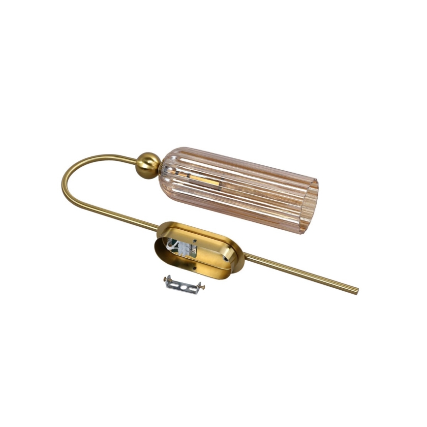 Aplica de perete PIEGA 1xE14/40W/230V alamă/bej fumuriu