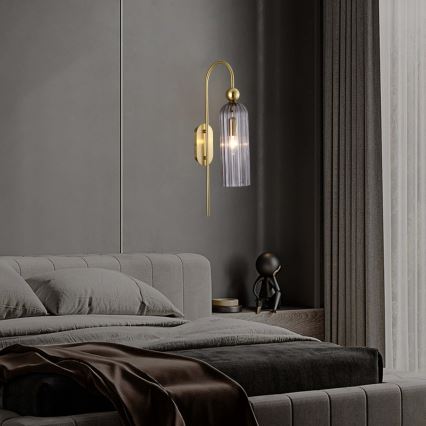 Aplica de perete PIEGA 1xE14/40W/230V alamă/negru fumuriu