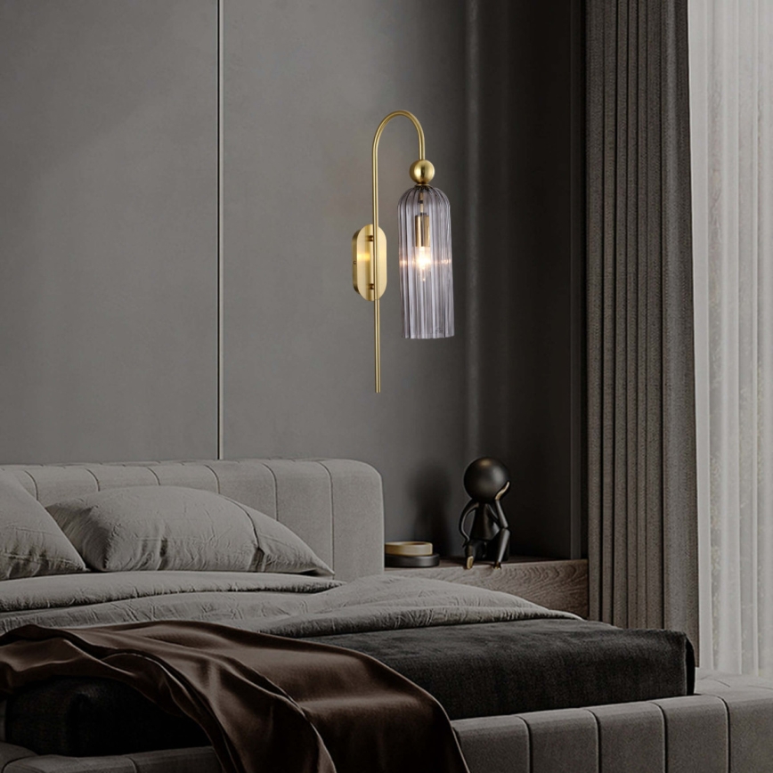 Aplica de perete PIEGA 1xE14/40W/230V alamă/negru fumuriu