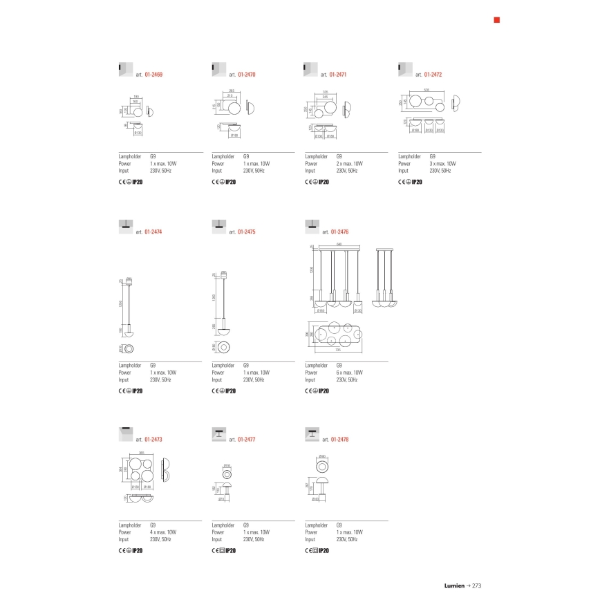 Aplica de perete Redo LUMIEN 01-2472, 3x G9, 10 W, 230 V, auriu/alb