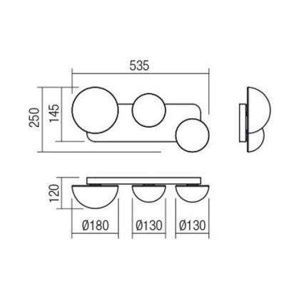 Aplica de perete Redo LUMIEN 01-2472, 3x G9, 10 W, 230 V, auriu/alb